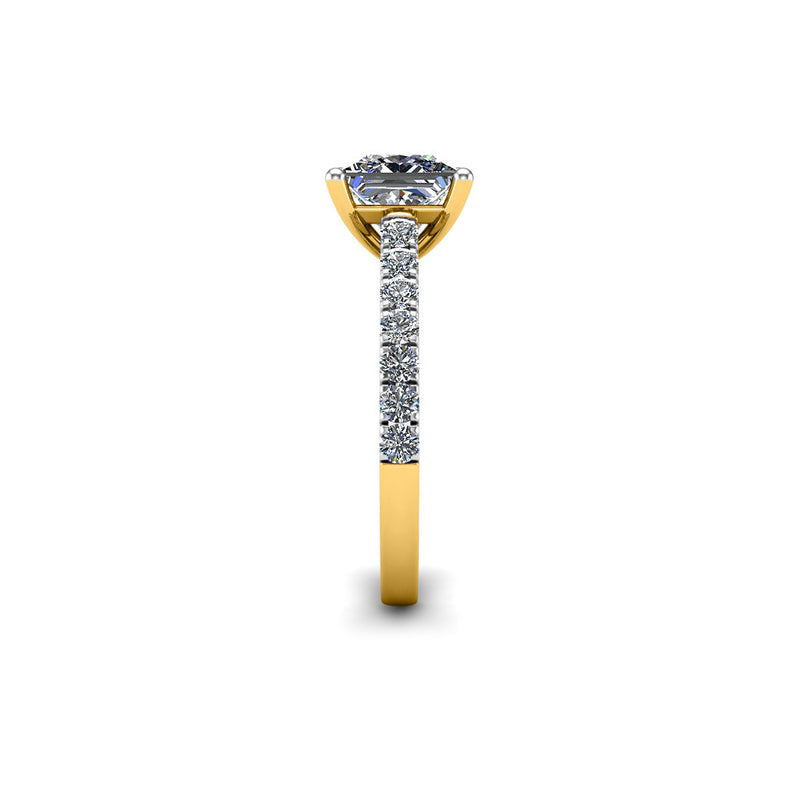 SONIA - Princess Diamond Engagement ring with Diamond Shoulders in Yellow Gold - HEERA DIAMONDS