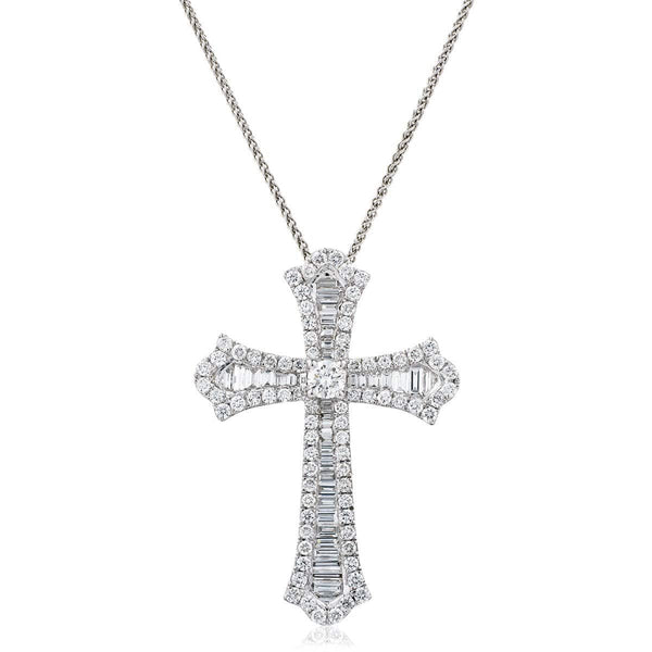 Cross Pendant with baguettes - HEERA DIAMONDS