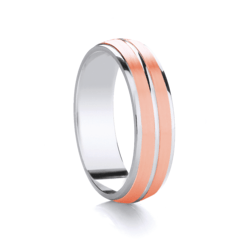 Traditional Court Two Tone Wedding band with Insert in Comfort fit. - HEERA DIAMONDS
