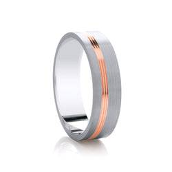 Traditional Court Two Tone Wedding band with Insert in Comfort fit. - HEERA DIAMONDS