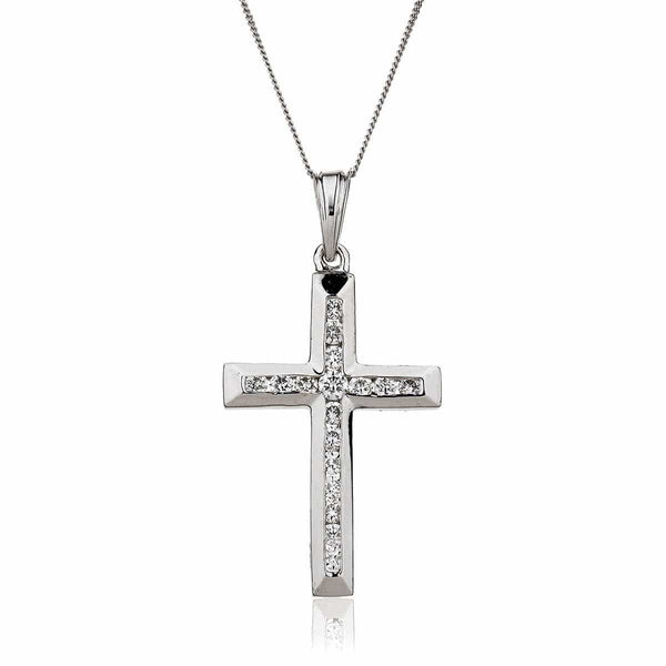 DIAMOND CHANNEL SETTING CROSS PENDANT - HEERA DIAMONDS