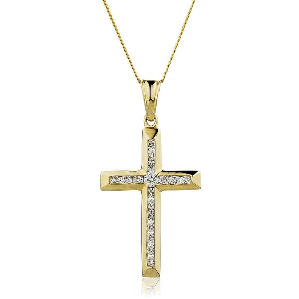 DIAMOND CHANNEL SETTING CROSS PENDANT - HEERA DIAMONDS