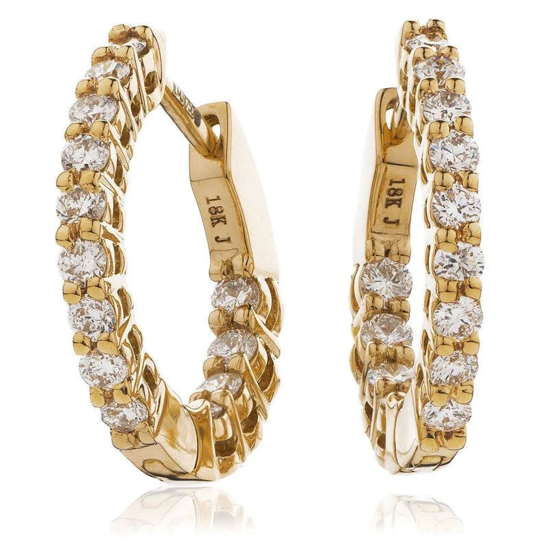 DIAMOND CLAW SETTING HOOP EARRING IN 18K ROSE GOLD - HEERA DIAMONDS