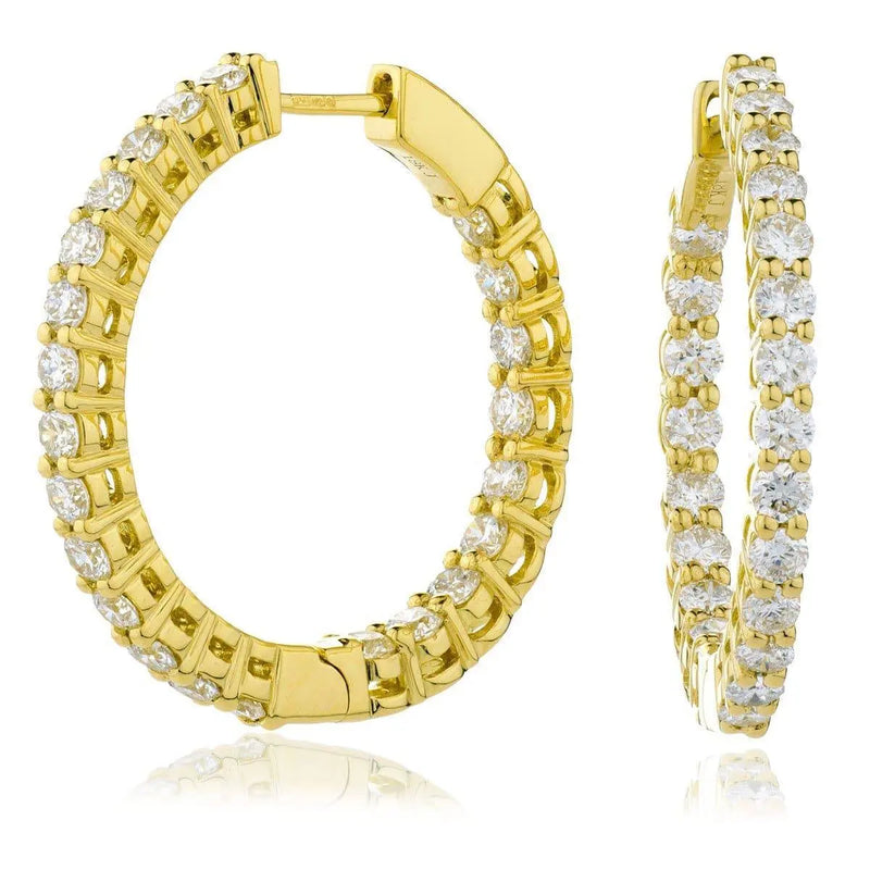 DIAMOND CLAW SETTING HOOP EARRINGS IN 18K YELLOW GOLD - HEERA DIAMONDS