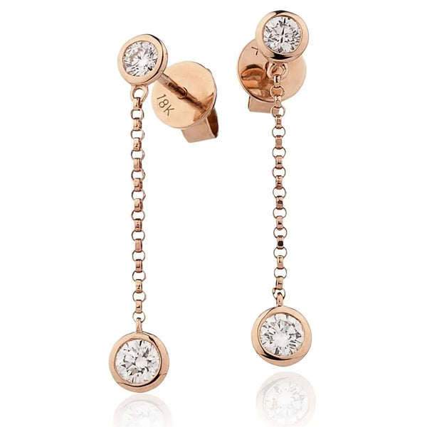 DIAMOND DROP EARRINGS IN 18K ROSE GOLD - HEERA DIAMONDS