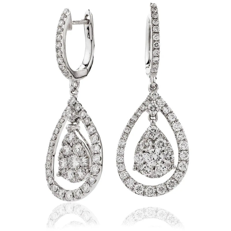 DIAMOND FANCY DROP EARRING IN 18K WHITE GOLD - HEERA DIAMONDS