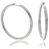 DIAMOND GRAIN SETTING HOOPS IN 18K WHITE GOLD - HEERA DIAMONDS