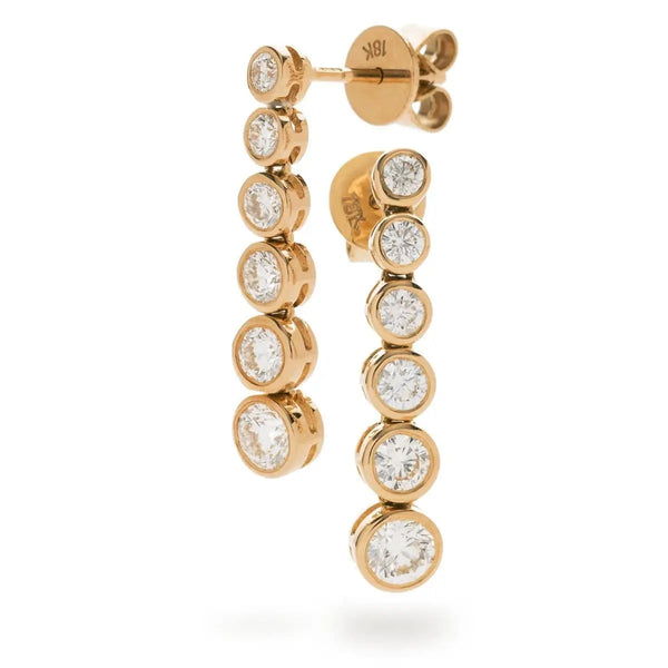 DIAMOND IN RUB OVER SETTING DROP EARRINGS IN 18K ROSE GOLD - HEERA DIAMONDS