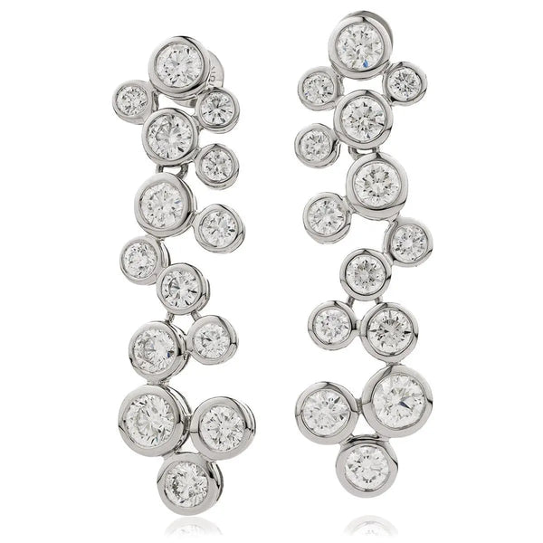 DIAMOND IN RUB OVER SETTING DROP EARRINGS IN 18K WHITE GOLD - HEERA DIAMONDS