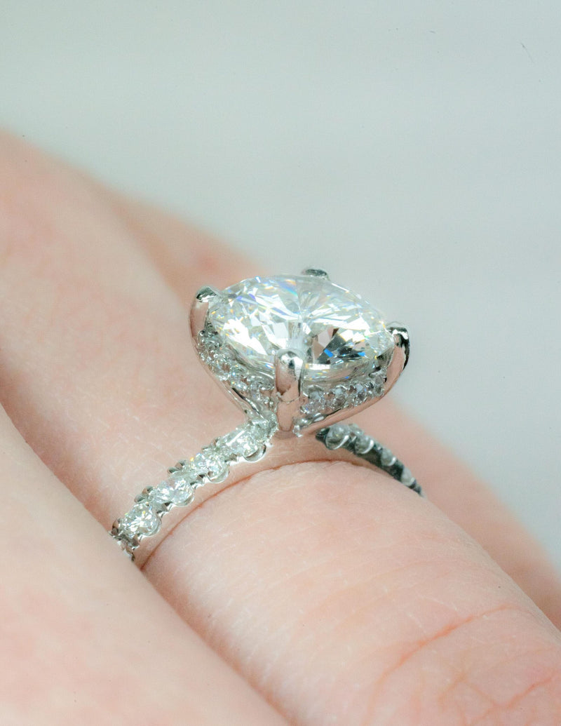 URSULA - Round Brilliant Engagement ring with Diamond Shoulders in Rose Gold - HEERA DIAMONDS