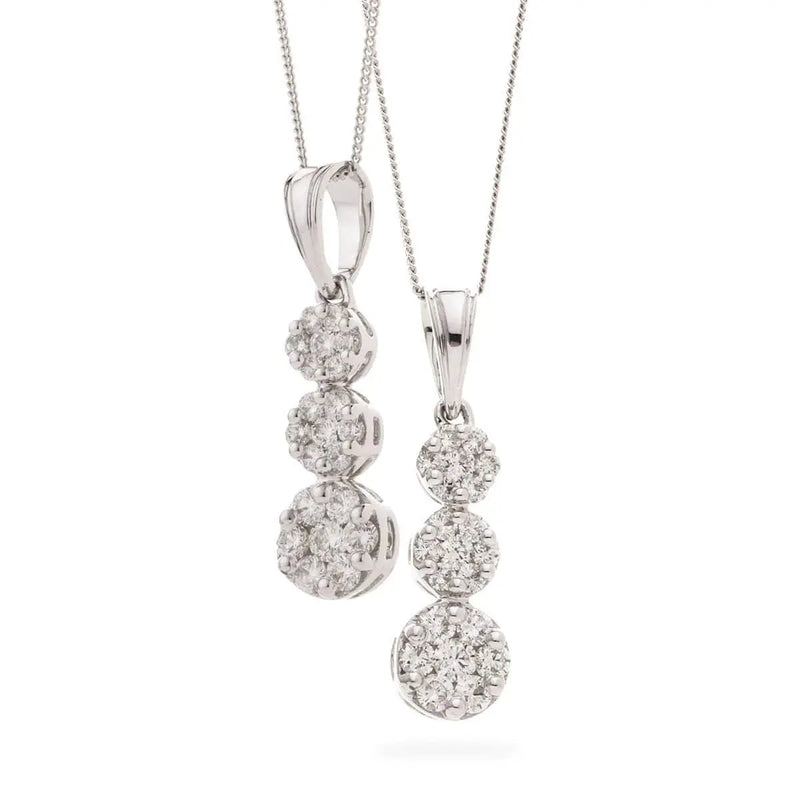 Diamond Cluster Three Drop Pendant - HEERA DIAMONDS
