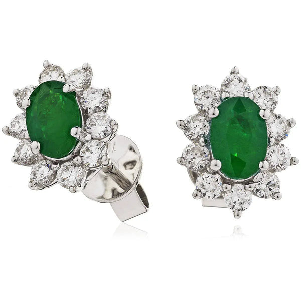 EMERALD AND DIAMOND CLUSTER EARRINGS - HEERA DIAMONDS