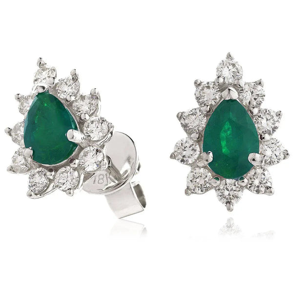 EMERALD AND DIAMOND CLUSTER EARRINGS - HEERA DIAMONDS