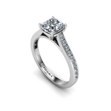 FILIPA - Cushion Diamond Engagement ring with Channel Set Diamond Shoulders in Platinum - HEERA DIAMONDS