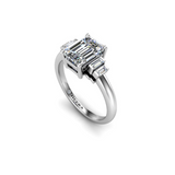 GISELLE - Emerald Diamond Engagement ring with Baguette Shoulders in Platinum - HEERA DIAMONDS