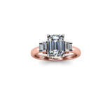 GISELLE  - Emerald Diamond Engagement ring with Baguette Shoulders in Rose Gold - HEERA DIAMONDS