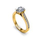 LUCIA - Oval Diamond Engagement ring with Diamond Shoulders in Yellow Gold - HEERA DIAMONDS