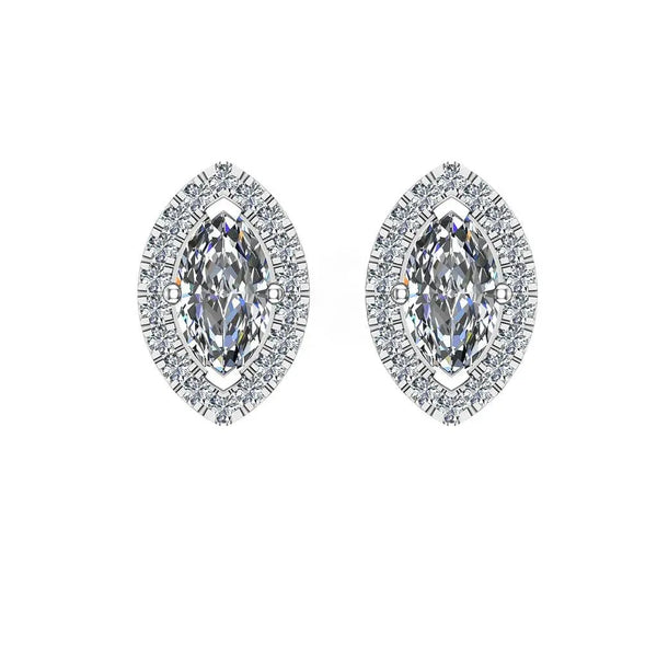 MARQUISE DIAMOND AND HALO STUD EARRINGS - HEERA DIAMONDS