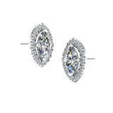 MARQUISE DIAMOND AND HALO STUD EARRINGS - HEERA DIAMONDS