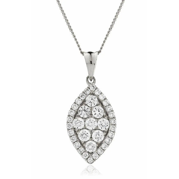 Marquise Shape Cluster Pendant with Halo - HEERA DIAMONDS