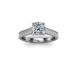 NESSA - Cushion Diamond Engagement ring with Milgrain Set Diamond Shoulders in Platinum - HEERA DIAMONDS