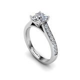 NESSA - Cushion Diamond Engagement ring with Grain Set Diamond Shoulders in Platinum - HEERA DIAMONDS