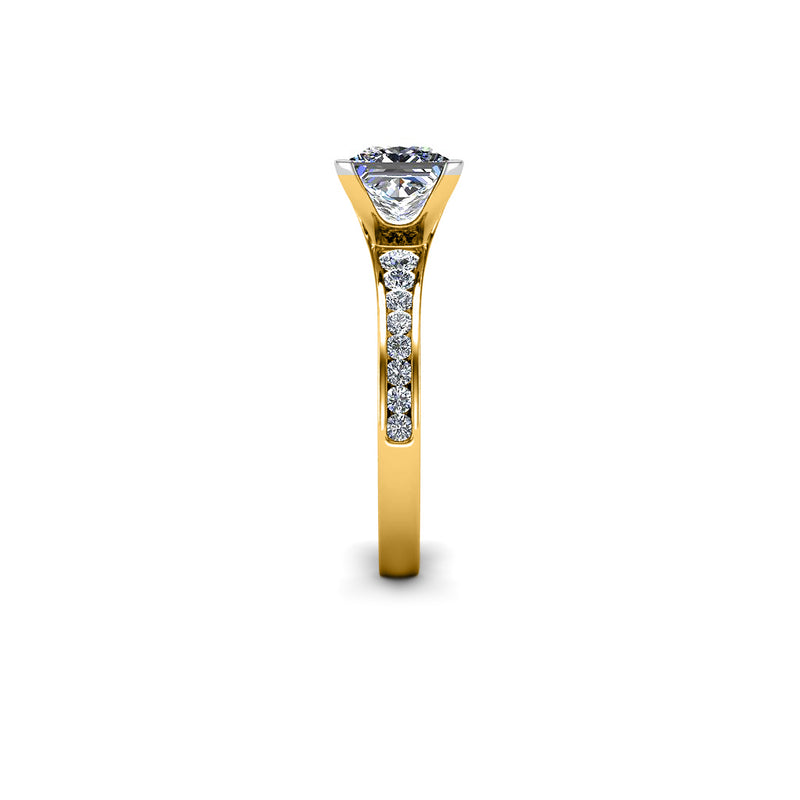 NOLA - Princess Diamond Engagement ring with Diamond Shoulders in Yellow Gold - HEERA DIAMONDS