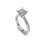 PALMA - Princess Diamond Engagement ring with Diamond Shoulders Platinum - HEERA DIAMONDS