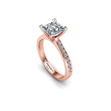 PALMA - Princess Diamond Engagement ring with Diamond Shoulders in Rose Gold - HEERA DIAMONDS