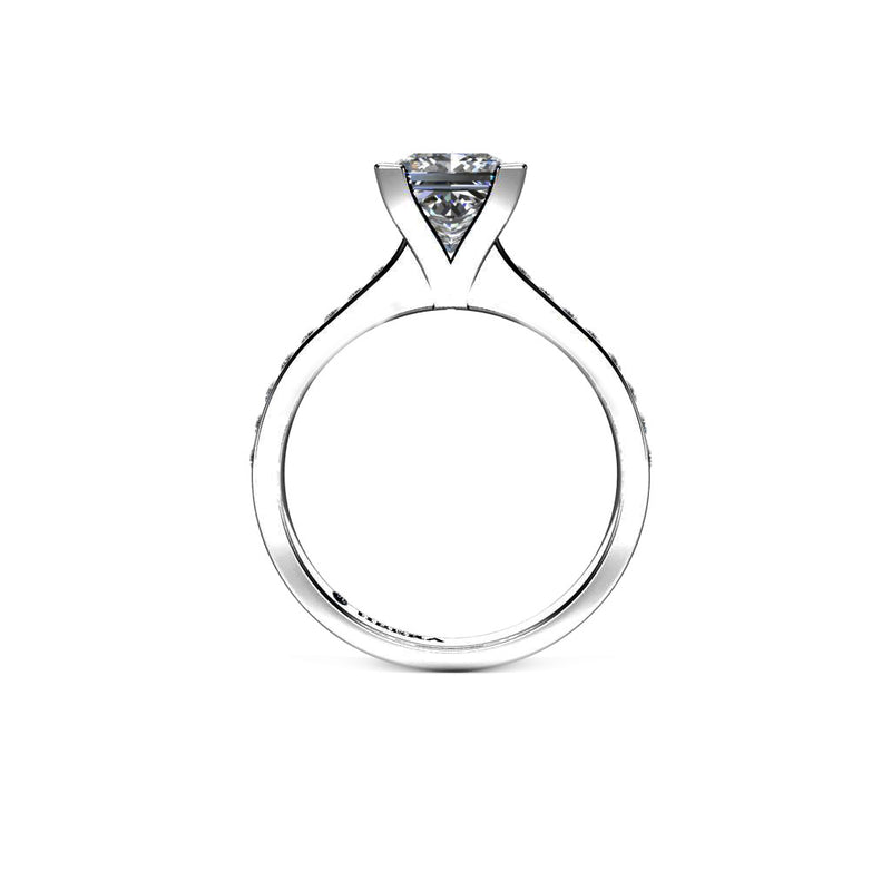 PALMA - Princess Diamond Engagement ring with Diamond Shoulders Platinum - HEERA DIAMONDS