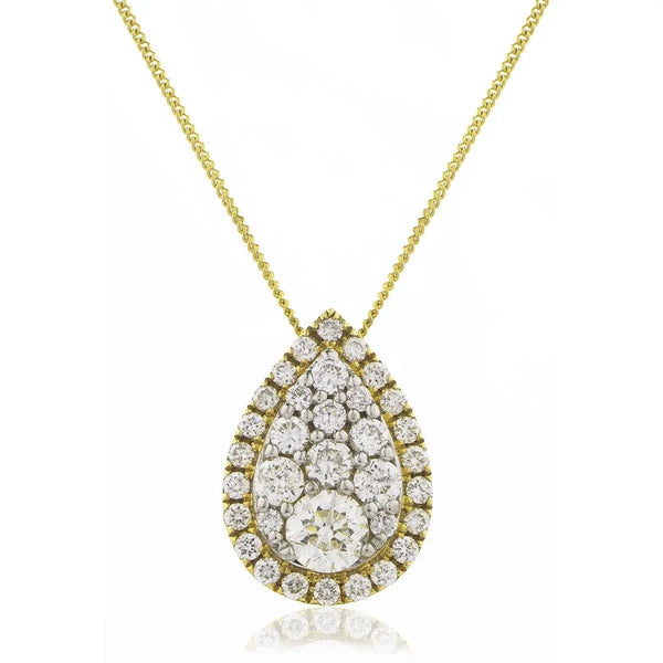 Pear Shape Cluster Pendant with Diamond Halo - HEERA DIAMONDS