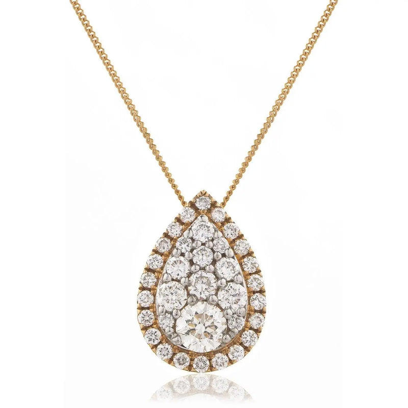 Pear Shape Cluster Pendant with Diamond Halo - HEERA DIAMONDS