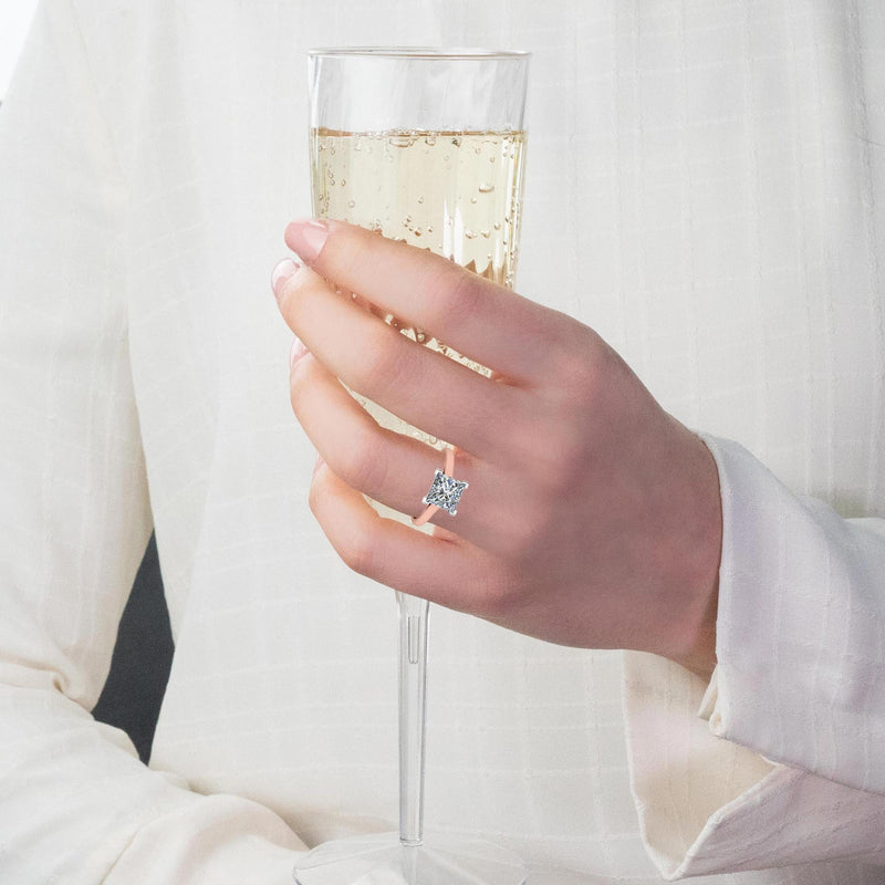 PERRINE - Princess Cut Diamond Solitaire Engagement Ring in Rose Gold - HEERA DIAMONDS