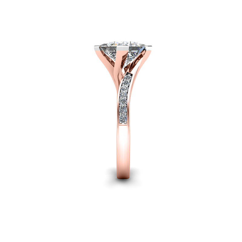 ROSALIA - Princess Diamond Engagement ring with Diamond Shoulders in Rose Gold - HEERA DIAMONDS