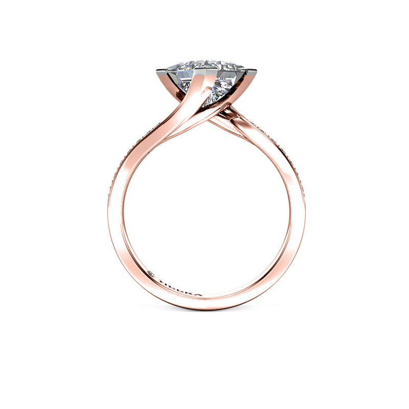 ROSALIA - Princess Diamond Engagement ring with Diamond Shoulders in Rose Gold - HEERA DIAMONDS