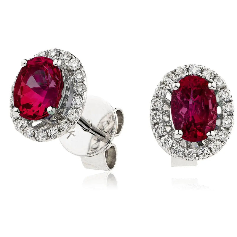 RUBY HALO STUD EARRINGS - HEERA DIAMONDS