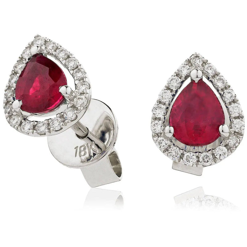 RUBY HALO STUD EARRINGS - HEERA DIAMONDS