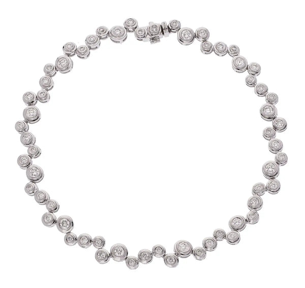 Round Cut Diamond Full Staggered Line Tennis Bracelet in Rub Over Setting - HEERA DIAMONDS