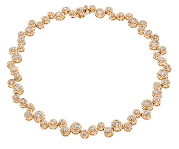 Round Cut Diamond Full Staggered Line Tennis Bracelet in Rub Over Setting - HEERA DIAMONDS