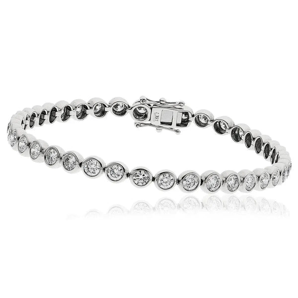 Round Cut Diamond Line Tennis Bracelet in Rub Over Setting - HEERA DIAMONDS