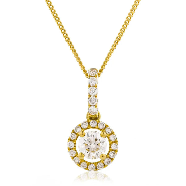 Round Cut Halo Diamond Pendant with open loop - HEERA DIAMONDS