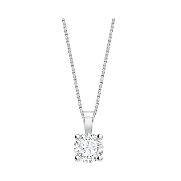 Round Cut Solitaire Diamond in Four Claw Setting Loop Pendant - HEERA DIAMONDS