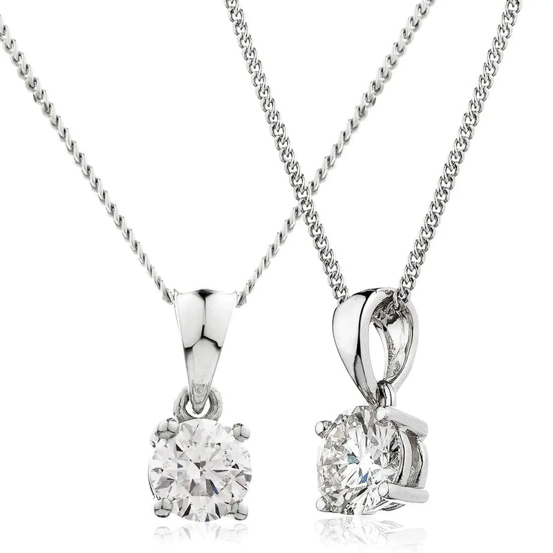 Round Cut Solitaire Diamond in Four Claw Setting Loop Pendant - HEERA DIAMONDS