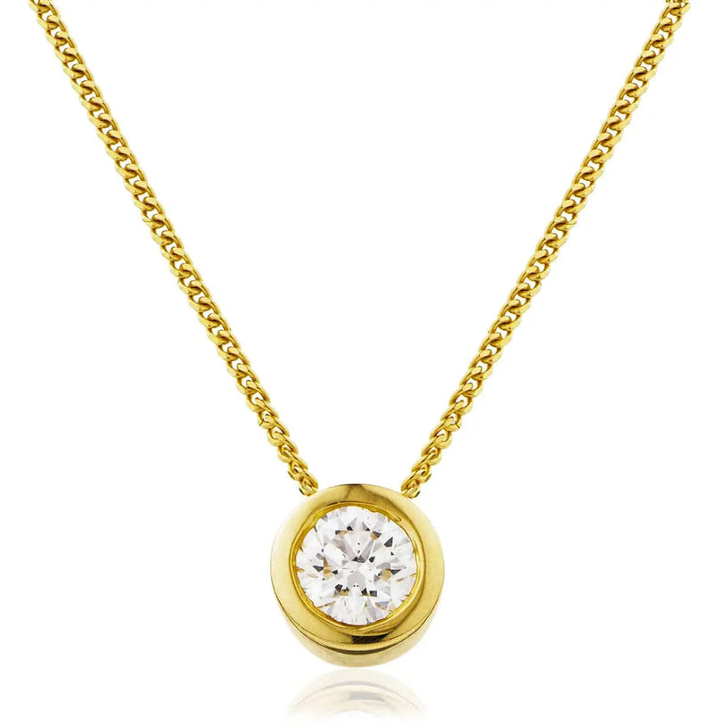 Round Solitaire Diamond Rub Over Setting Pendant - HEERA DIAMONDS