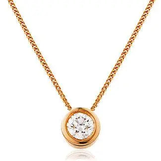 Round Solitaire Diamond Rub Over Setting Pendant - HEERA DIAMONDS