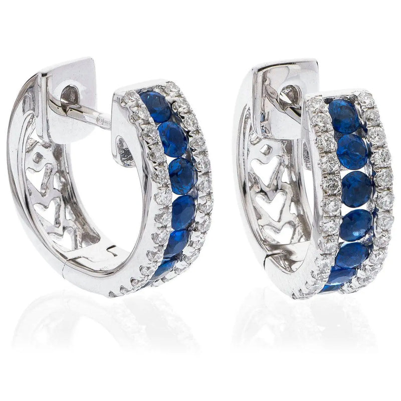 SAPPHIRE AND DIAMOND HOOP EARRINGS - HEERA DIAMONDS