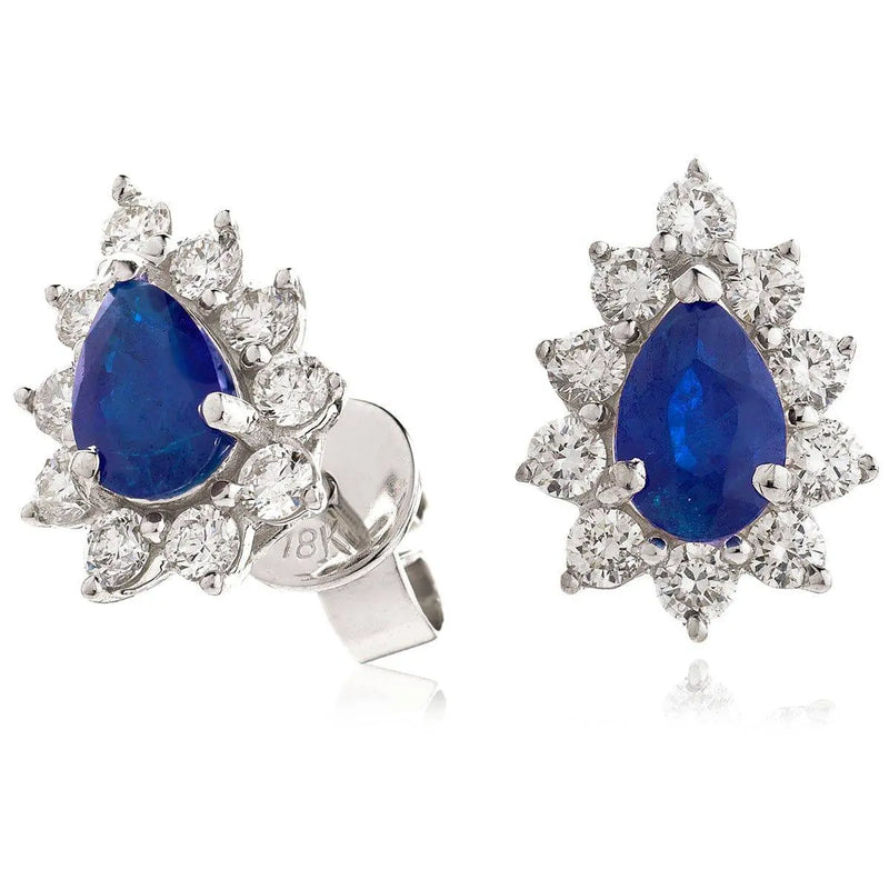 SAPPHIRE DIAMOND CLUSTER STUD EARRINGS - HEERA DIAMONDS