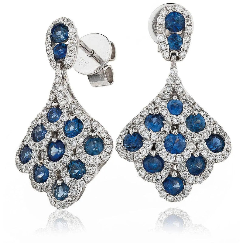 SAPPHIRE IN DIAMOND SILHOUETTE FANCY DROP EARRINGS - HEERA DIAMONDS