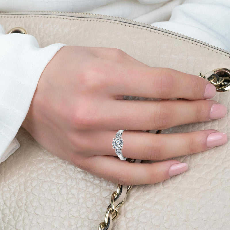 SEA - Round Brilliant and Pears Trilogy Engagement Ring in Platinum - HEERA DIAMONDS
