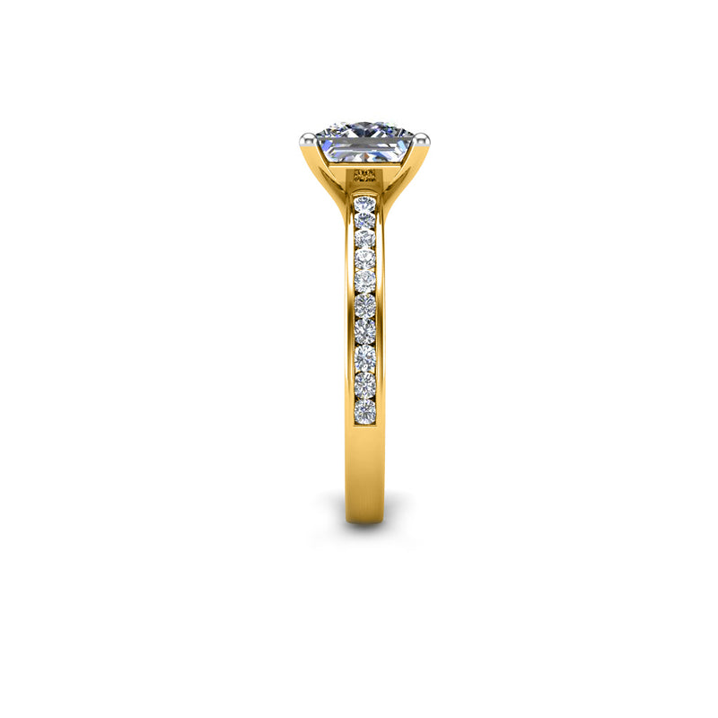 SILAS - Princess Diamond Engagement ring with Diamond Shoulders in Yellow Gold - HEERA DIAMONDS